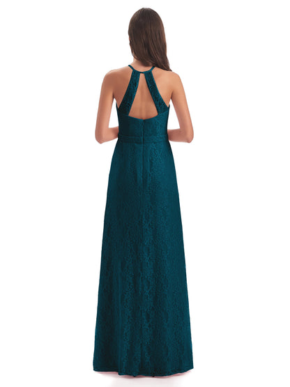 Anabelle Sheath Halter Lace Bridesmaid Dresses
