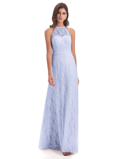 Anabelle Sheath Halter Lace Bridesmaid Dresses