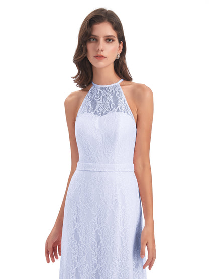 Anabelle Sheath Halter Lace Bridesmaid Dresses