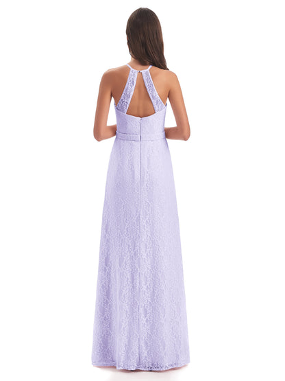 Anabelle Sheath Halter Lace Bridesmaid Dresses