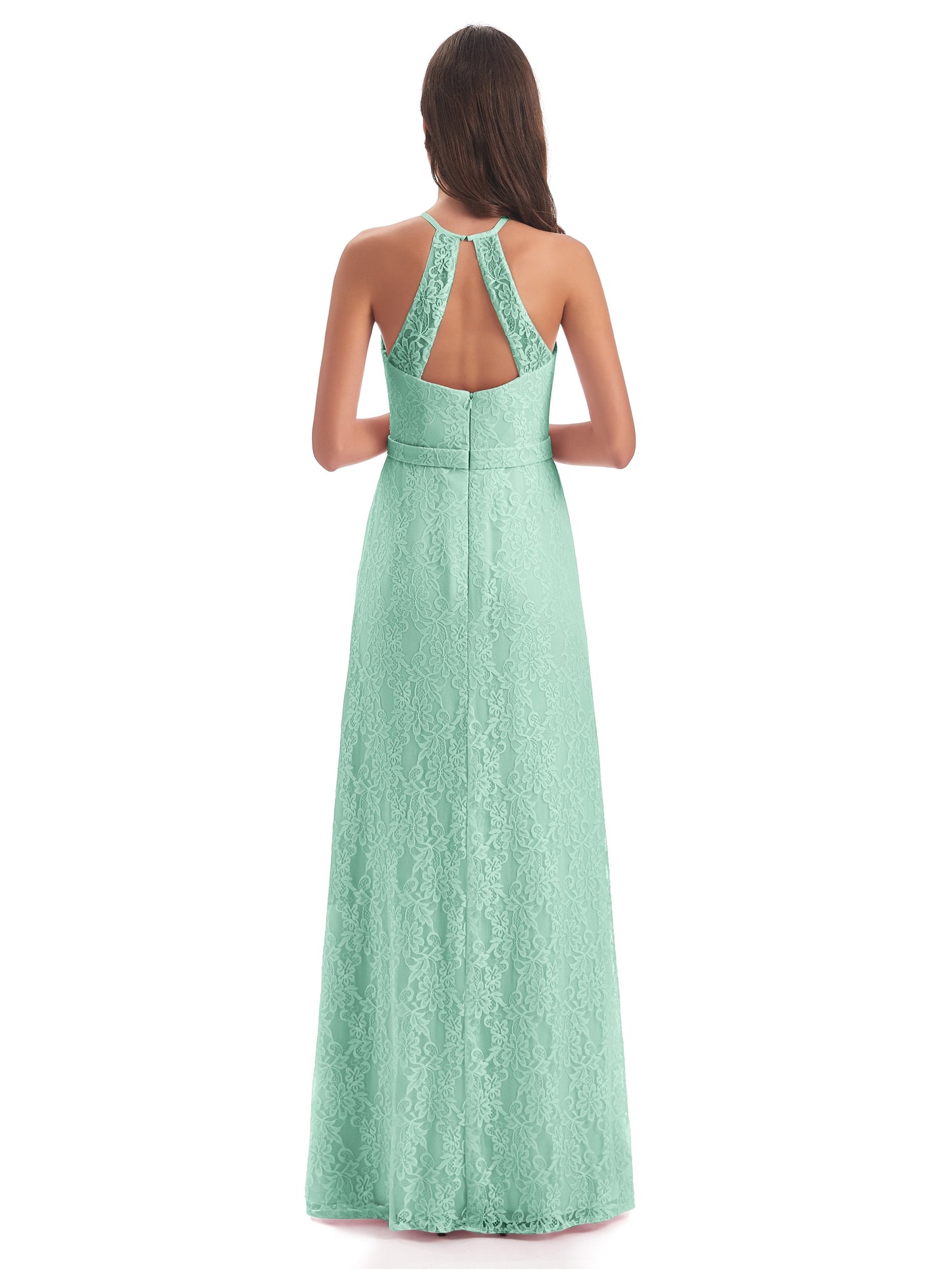 Anabelle Sheath Halter Lace Bridesmaid Dresses