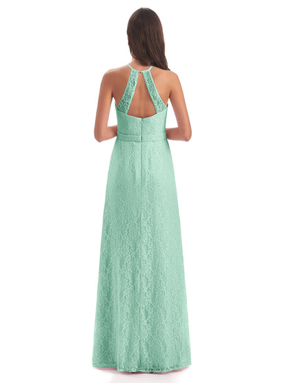 Anabelle Sheath Halter Lace Bridesmaid Dresses