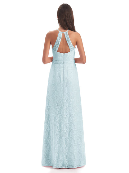 Anabelle Sheath Halter Lace Bridesmaid Dresses