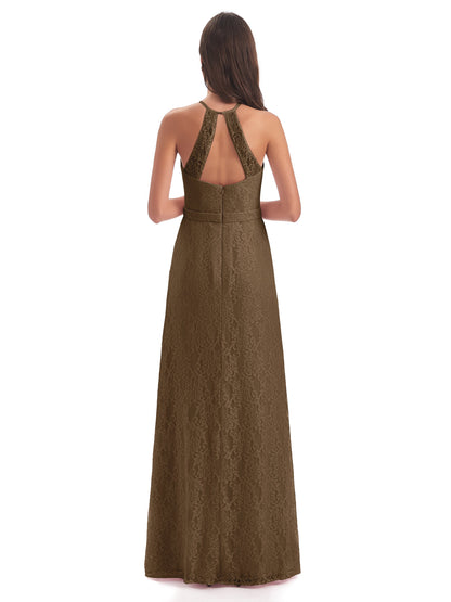 Anabelle Sheath Halter Lace Bridesmaid Dresses