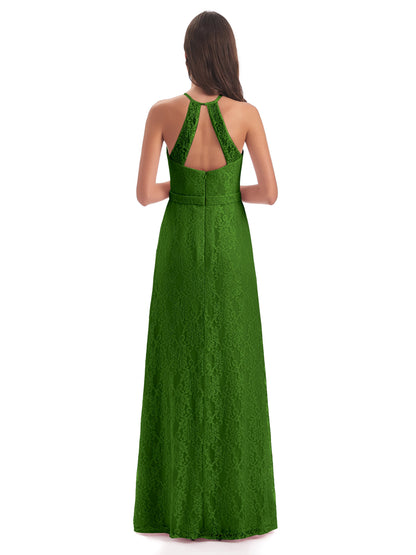 Anabelle Sheath Halter Lace Bridesmaid Dresses