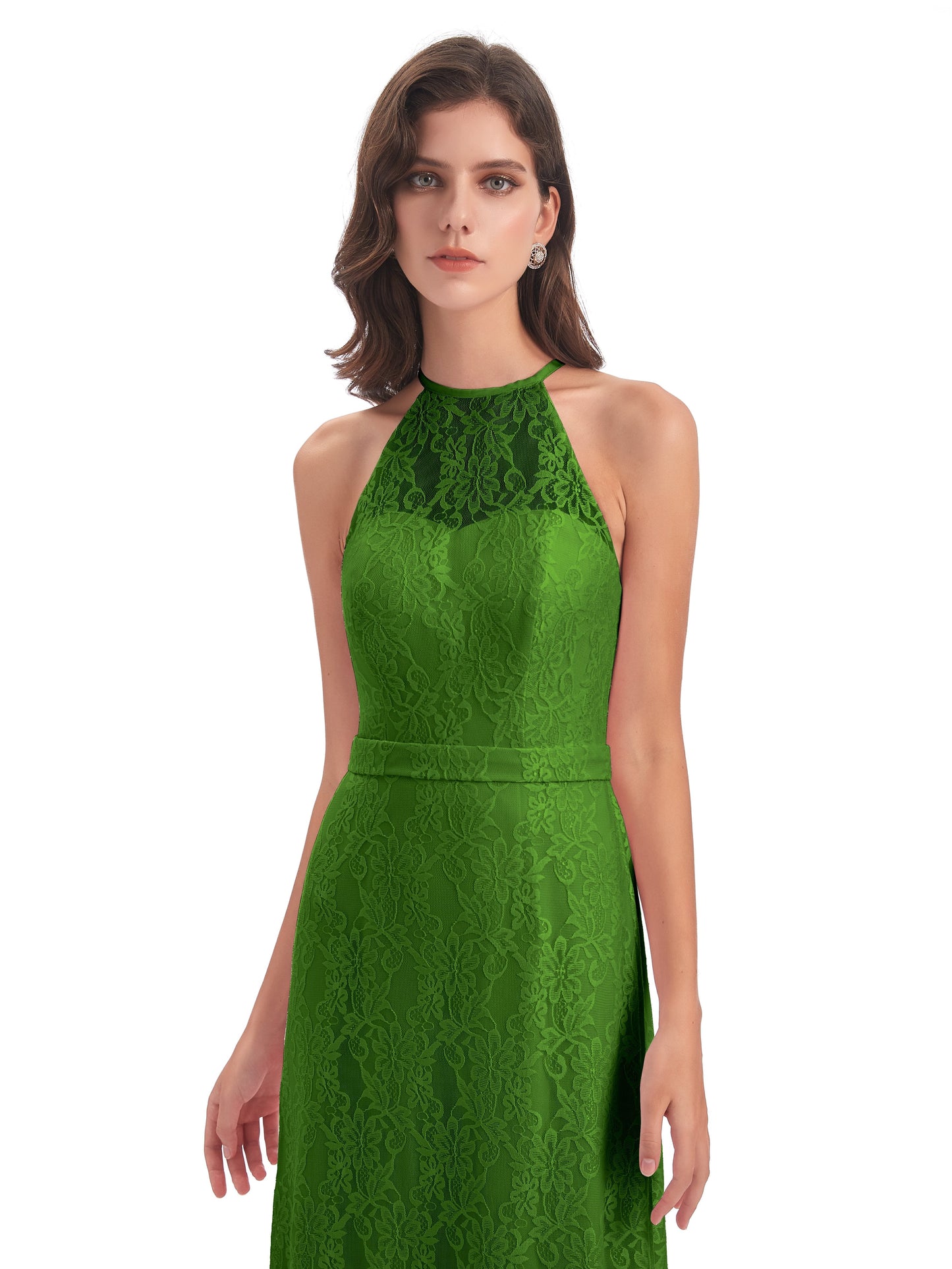 Anabelle Sheath Halter Lace Bridesmaid Dresses