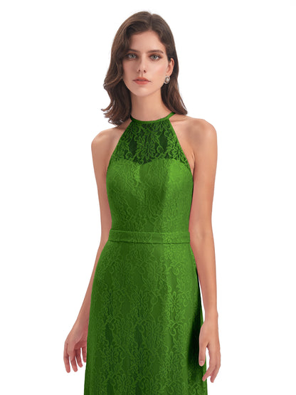 Anabelle Sheath Halter Lace Bridesmaid Dresses