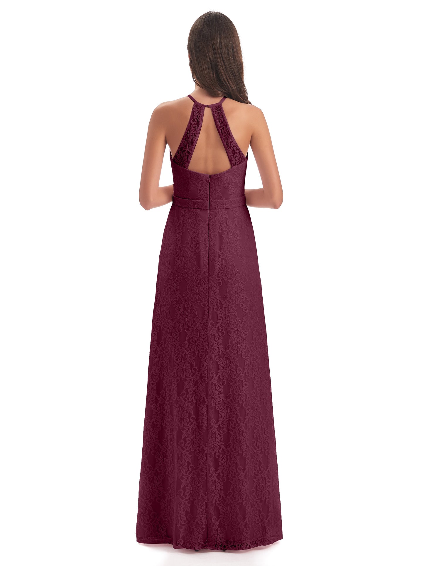 Anabelle Sheath Halter Lace Bridesmaid Dresses