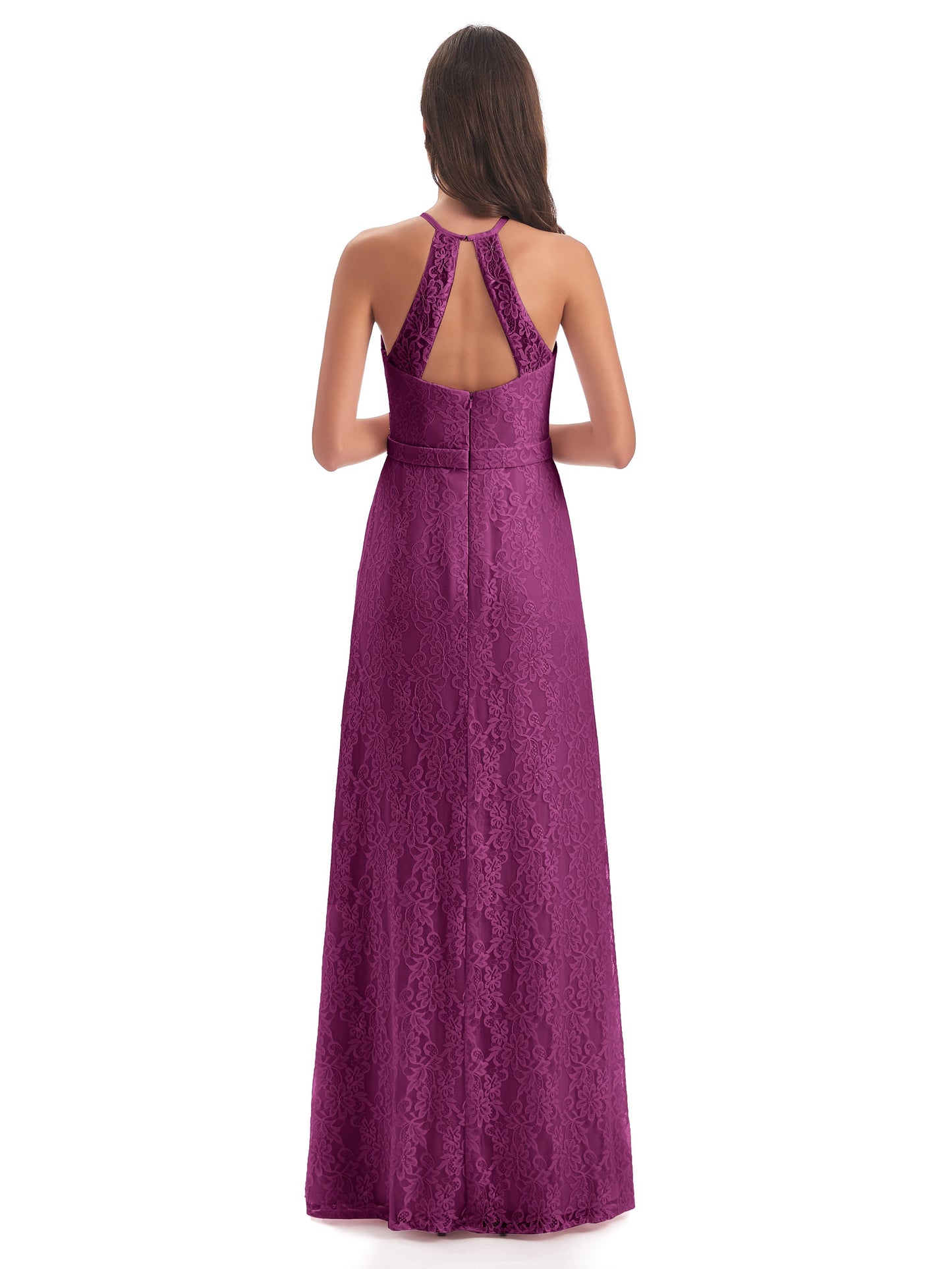 Anabelle Sheath Halter Lace Bridesmaid Dresses
