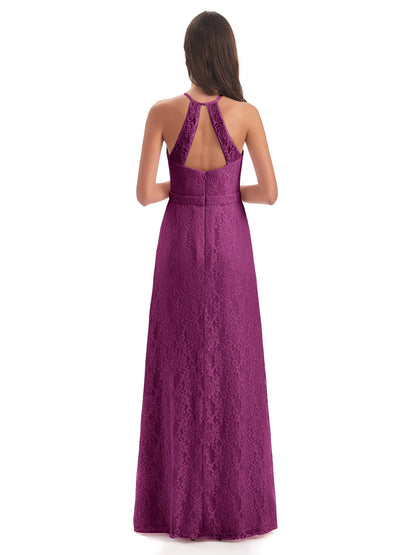 Anabelle Sheath Halter Lace Bridesmaid Dresses