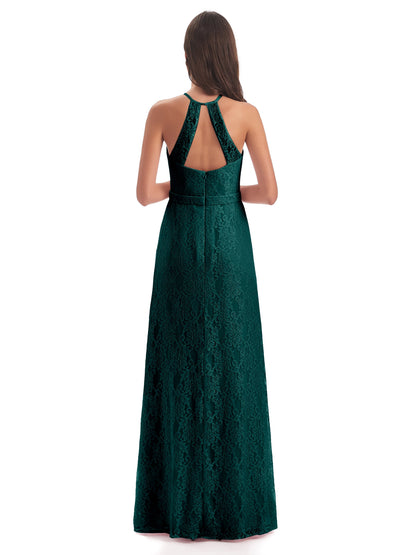 Anabelle Sheath Halter Lace Bridesmaid Dresses