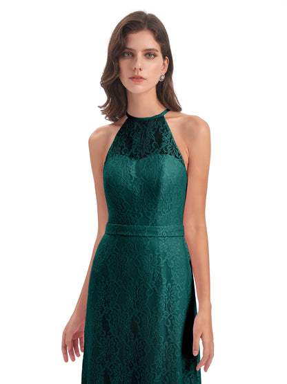 Anabelle Sheath Halter Lace Bridesmaid Dresses