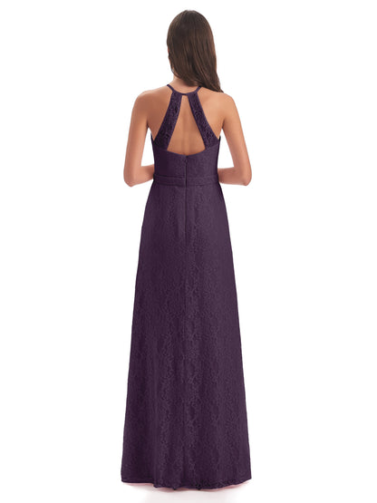 Anabelle Sheath Halter Lace Bridesmaid Dresses