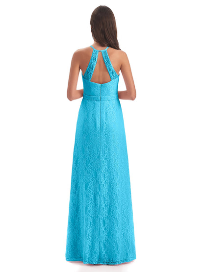 Anabelle Sheath Halter Lace Bridesmaid Dresses