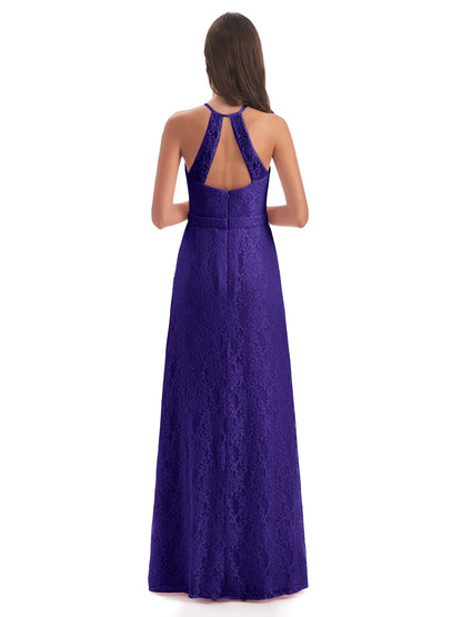 Anabelle Sheath Halter Lace Bridesmaid Dresses