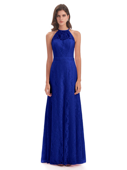 Anabelle Sheath Halter Lace Bridesmaid Dresses