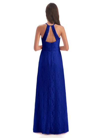 Anabelle Sheath Halter Lace Bridesmaid Dresses