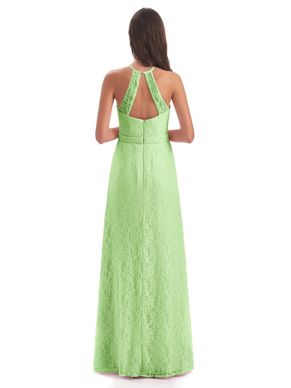 Anabelle Sheath Halter Lace Bridesmaid Dresses