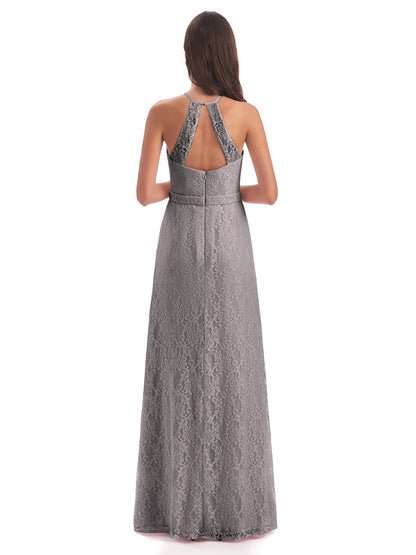 Anabelle Sheath Halter Lace Bridesmaid Dresses