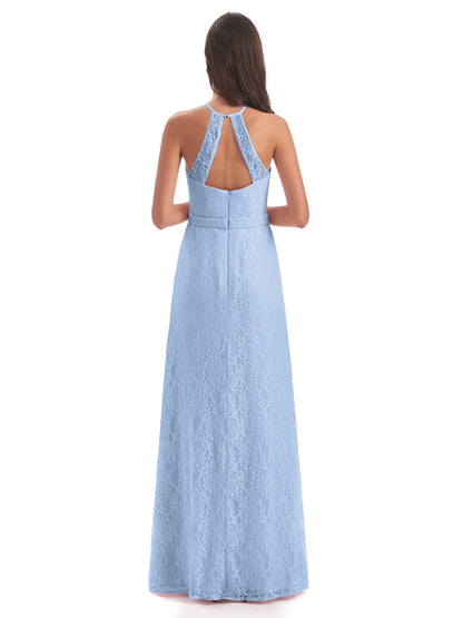 Anabelle Sheath Halter Lace Bridesmaid Dresses