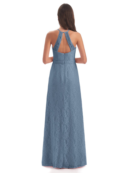 Anabelle Sheath Halter Lace Bridesmaid Dresses