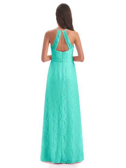 Anabelle Sheath Halter Lace Bridesmaid Dresses