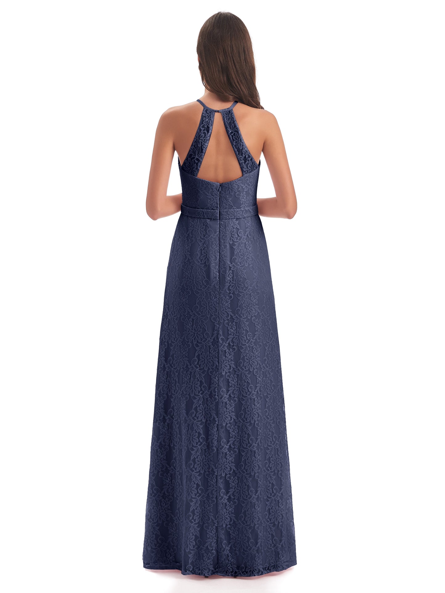 Anabelle Sheath Halter Lace Bridesmaid Dresses