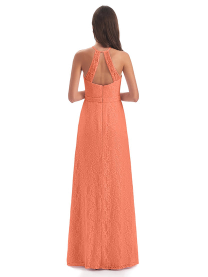 Anabelle Sheath Halter Lace Bridesmaid Dresses