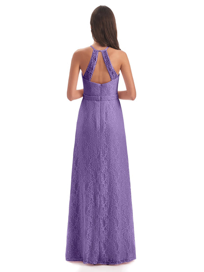 Anabelle Sheath Halter Lace Bridesmaid Dresses