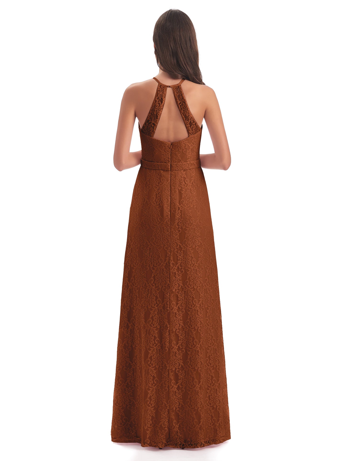 Anabelle Sheath Halter Lace Bridesmaid Dresses