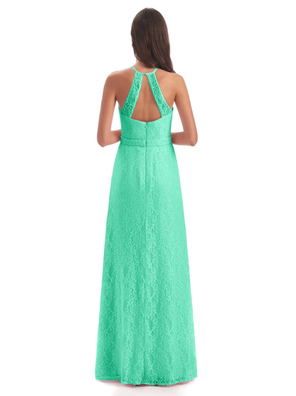 Anabelle Sheath Halter Lace Bridesmaid Dresses