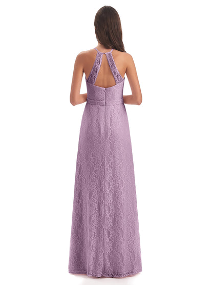Anabelle Sheath Halter Lace Bridesmaid Dresses