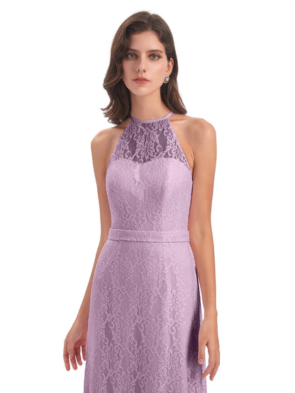 Anabelle Sheath Halter Lace Bridesmaid Dresses