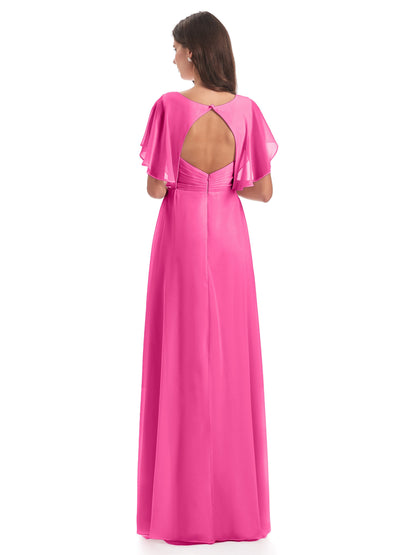 Aria V-Neck Short Sleeves Chiffon Bridesmaid Dresses