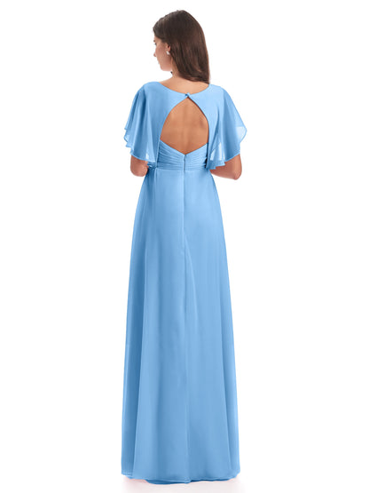 Aria V-Neck Short Sleeves Chiffon Bridesmaid Dresses