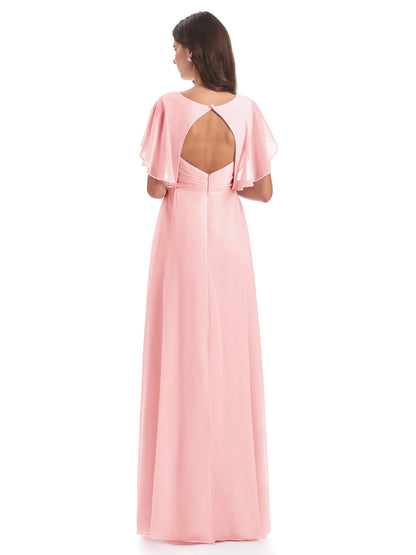 Aria V-Neck Short Sleeves Chiffon Bridesmaid Dresses