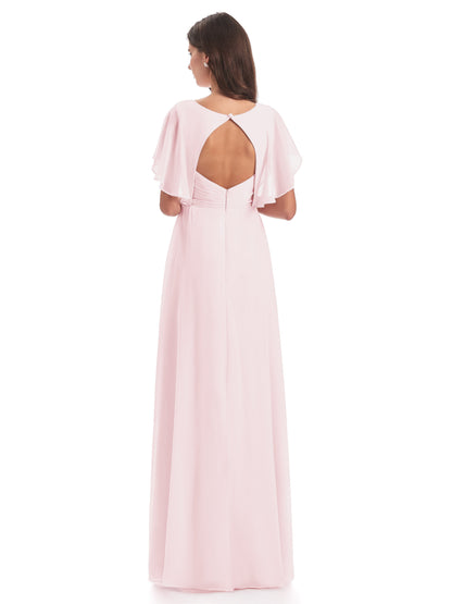 Aria V-Neck Short Sleeves Chiffon Bridesmaid Dresses