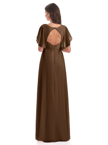 Aria V-Neck Short Sleeves Chiffon Bridesmaid Dresses