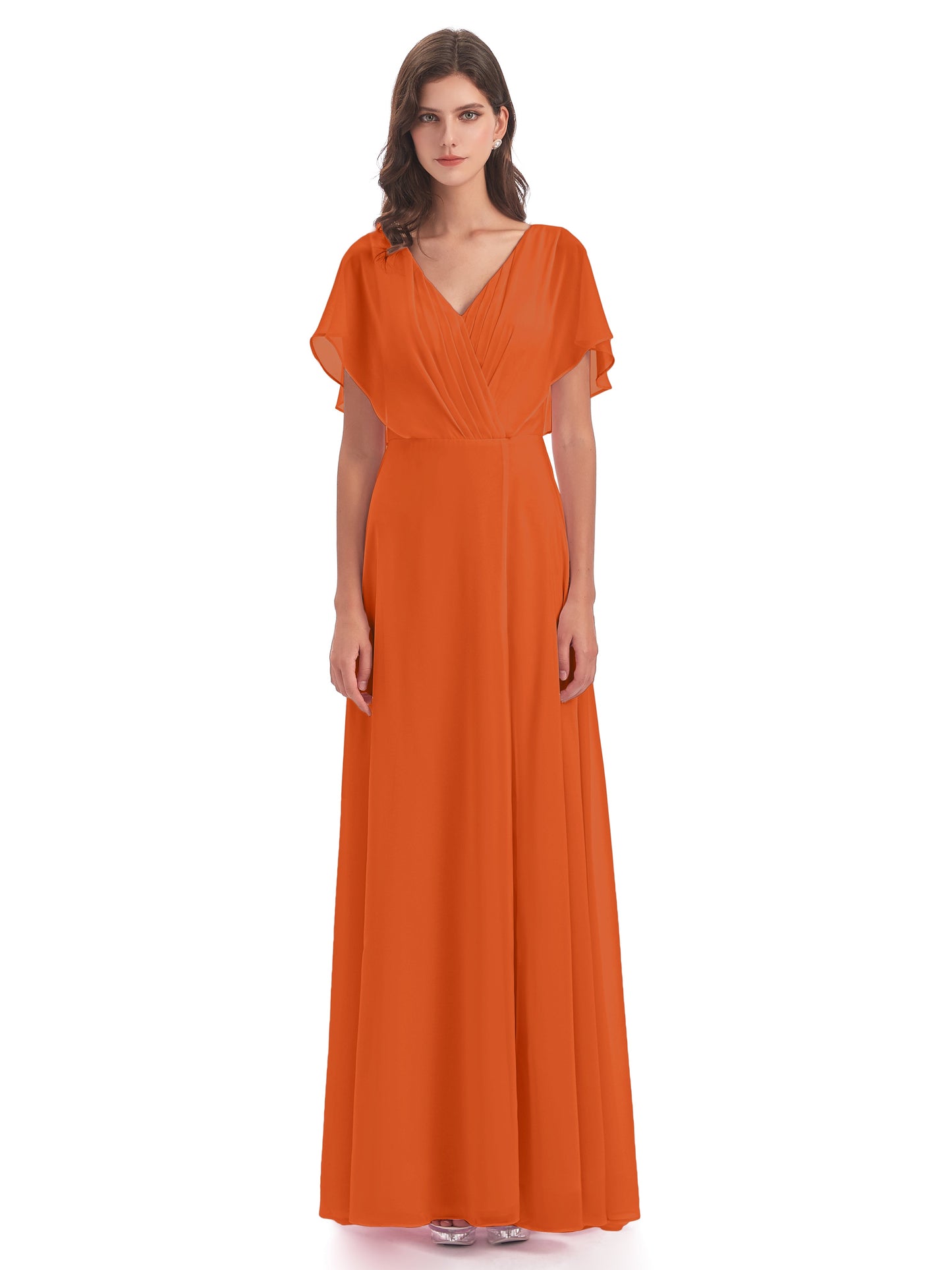 Aria V-Neck Short Sleeves Chiffon Bridesmaid Dresses