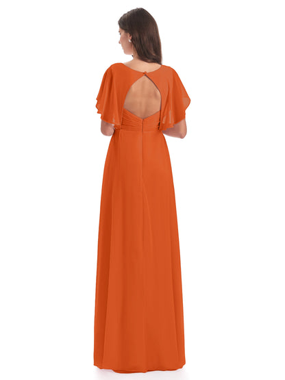 Aria V-Neck Short Sleeves Chiffon Bridesmaid Dresses