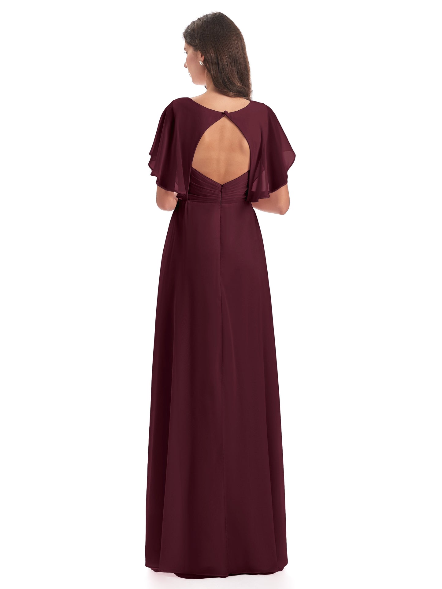 Aria V-Neck Short Sleeves Chiffon Bridesmaid Dresses