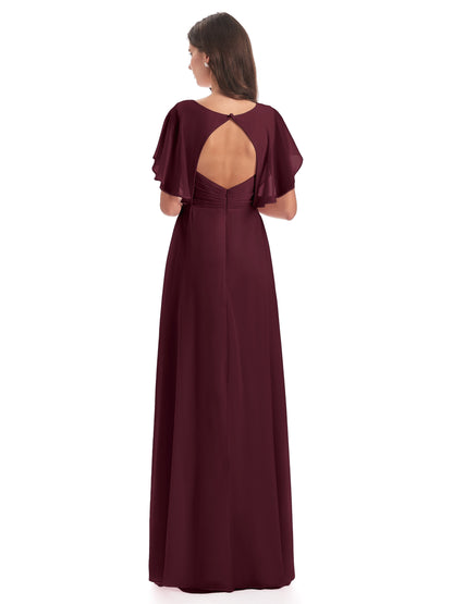 Aria V-Neck Short Sleeves Chiffon Bridesmaid Dresses