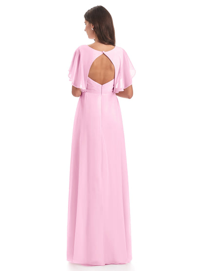 Aria V-Neck Short Sleeves Chiffon Bridesmaid Dresses