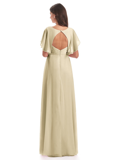 Aria V-Neck Short Sleeves Chiffon Bridesmaid Dresses