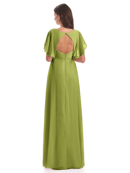 Aria V-Neck Short Sleeves Chiffon Bridesmaid Dresses
