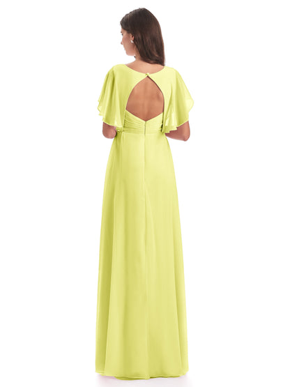 Aria V-Neck Short Sleeves Chiffon Bridesmaid Dresses