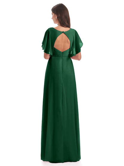 Aria V-Neck Short Sleeves Chiffon Bridesmaid Dresses