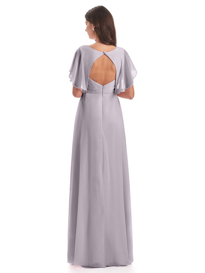 Aria V-Neck Short Sleeves Chiffon Bridesmaid Dresses