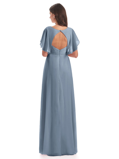 Aria V-Neck Short Sleeves Chiffon Bridesmaid Dresses