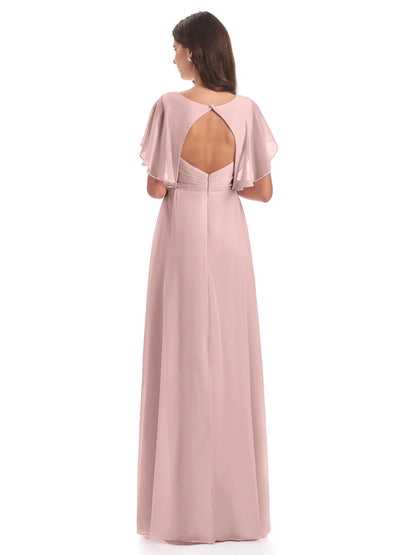 Aria V-Neck Short Sleeves Chiffon Bridesmaid Dresses